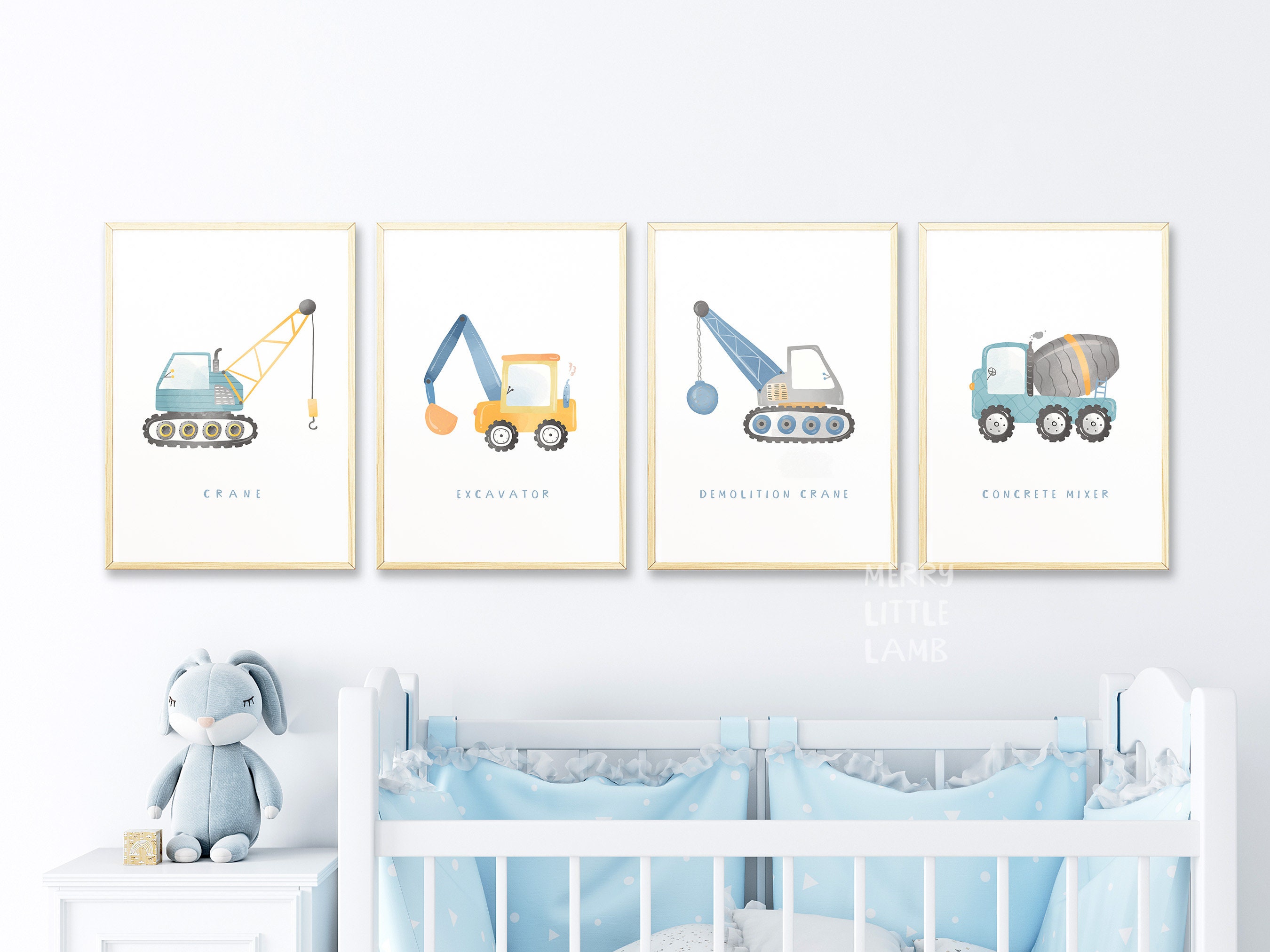 Cute Construction Vehicles Printable Wall Art Neutral Nursery Etsy