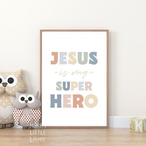Jesus Is My Superhero Typography Printable Wall Art, Nursery Decor, New Born Wall Art, Christian Baby Room Decor, Quote Nursery Decor