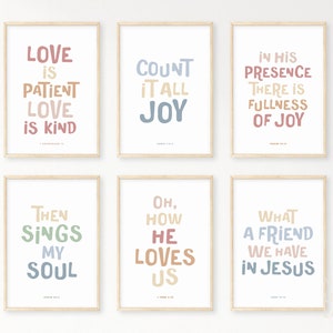 Kids Bible Verse Poster Bundle 23, Scripture Boho Wall Art, Church Sunday School, Christian Education Printable, Catechism Classroom Decor