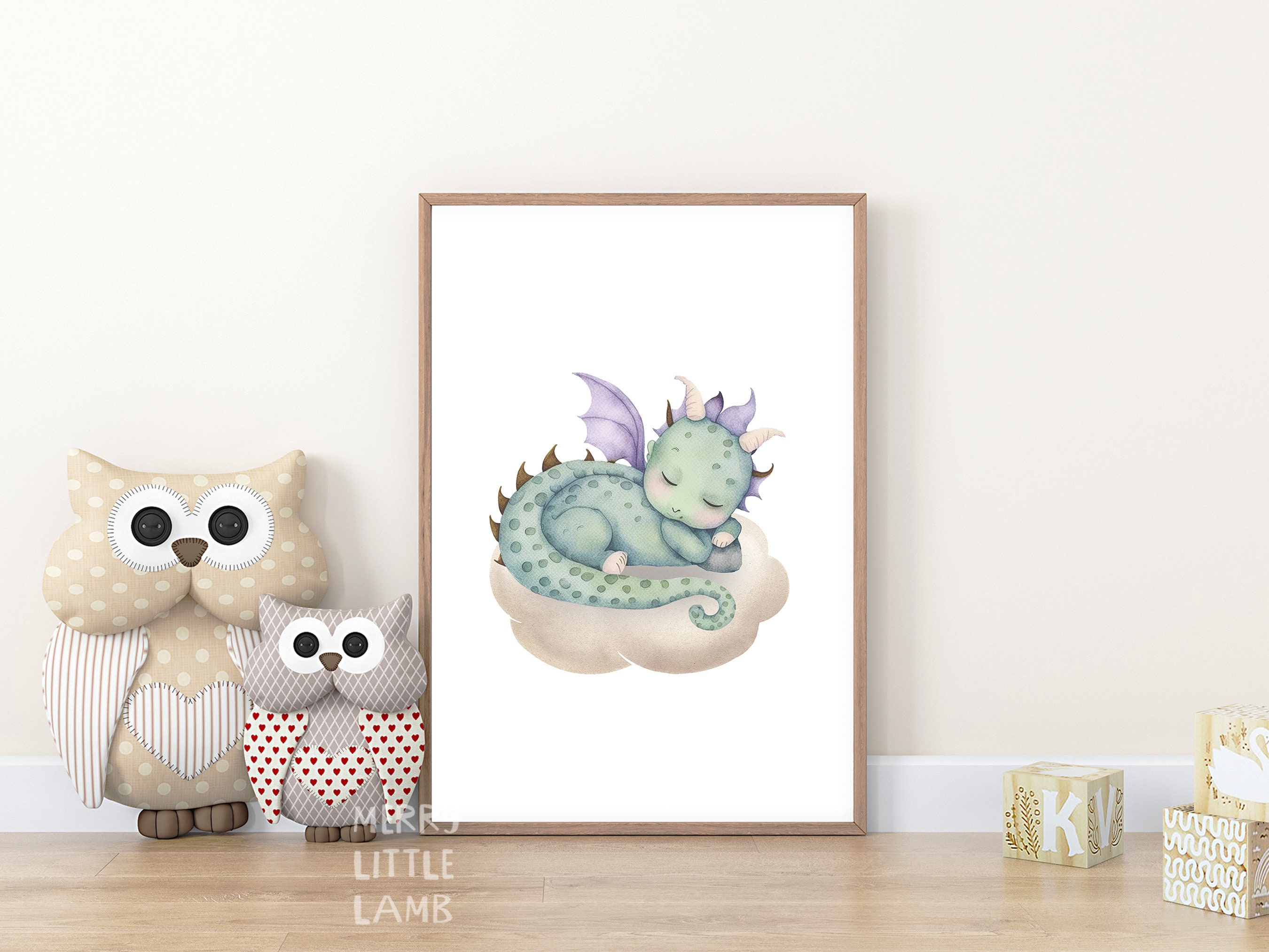 Cute Sleeping Baby Dragon Printable Wall Art, Nursery Print, New Born ...