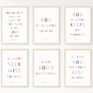 Kids Bible Verse Poster Bundle 2, Scripture Boho Wall Art, Church Sunday School, Christian Education Printable, Catechism Classroom Decor