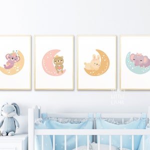 Sleeping Baby Animals Printable Wall Art, Nursery Print, New Born Wall Art, Kids Wall Art, Animal Nursery Decor