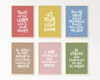 Kinder Bibel Vers Poster Bundle 15, Schrift Boho Wandkunst, Kirche Sonntagsschule, christliche Bildung druckbar, Katechismus Klassenzimmer Dekor