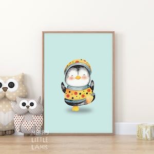 Joyful Little Penguin Printable Wall Art, Nursery Print, New Born Wall Art, Kids Wall Art, Animal Nursery Decor