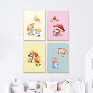 Woodland Nursery Art Prints, Set of 4, Woodland Nursery Decor, Nursery Prints, Nursery Wall Art, Nursery Decor, Forest Nursery
