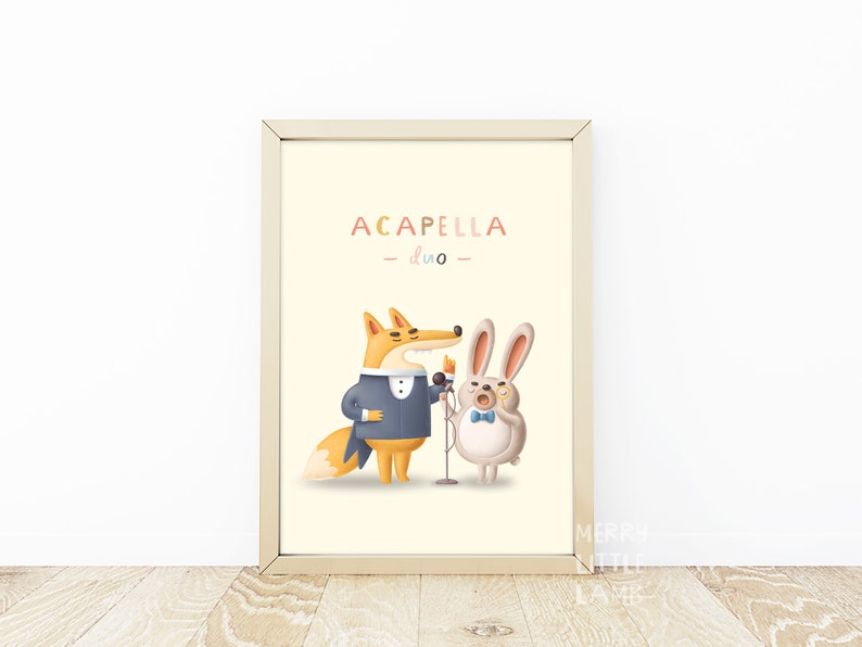 Animal Acapella Printable Wall Art, Neutral Nursery Prints, Nursery ...