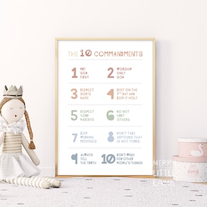 10 十戒_2、キリスト教教育の印刷物、子供向け聖書ポスター、キリスト教幼稚園、教会の日曜学校の教室の装飾