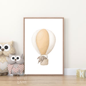 Cute Dog Traveling in Hot Air Balloon Printable Wall Art, Neutral Nursery Prints, Nursery Decor, Kids Air Transport Poster Decor