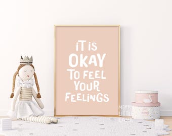 It Is Okay To Feel Your Feelings Poster, Calming Corner Classroom, Boho Calm Down Printable Decor Wall Art, Social Emotional Feelings Print