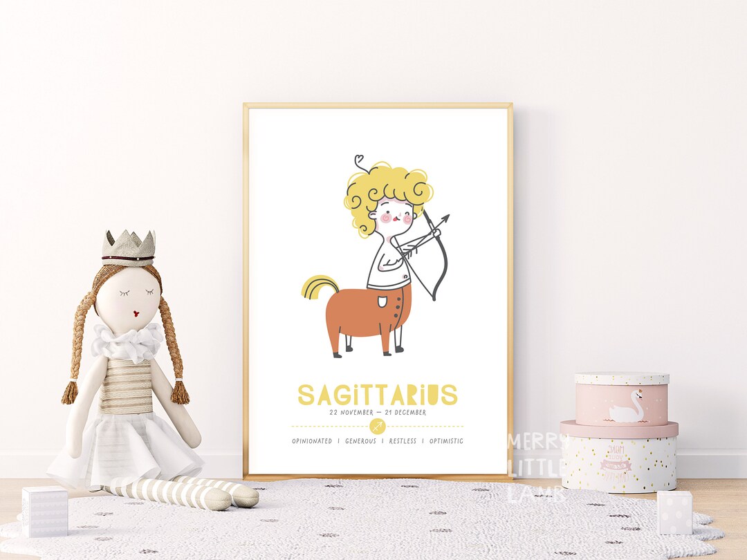 Kids SAGITTARIUS Zodiac Sign Printable Wall Art, Horoscope ...