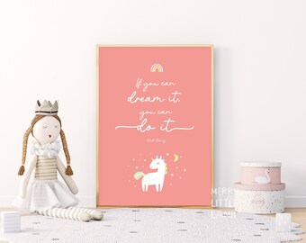If You Can Dream It You Can Do It Printable Wall Art, Nursery Print, New Born Wall Art, Kids Wall Art, Quote Nursery Decor
