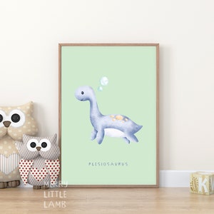 Dinosaur Room Décor: Nursery Plesiosaurus Art Prints for a Fun and Playful NEUTRAL Room Theme
