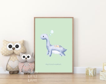 Dinosaur Room Décor: Nursery Plesiosaurus Art Prints for a Fun and Playful NEUTRAL Room Theme
