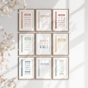 Set of 9 Modern Scripture Bible Verse Wall Art, Christian Education Printable, Catholic Christian Preschool, Sunday School Classroom Decor