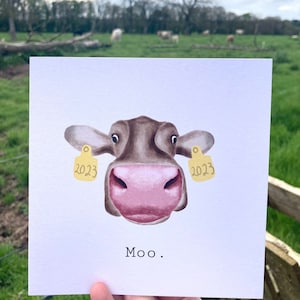 Tarjeta Vaca Acuarela