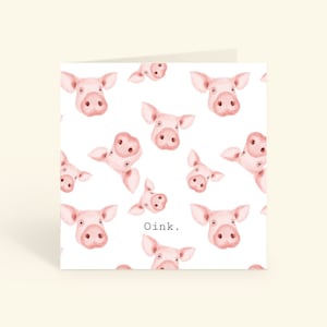 Tarjeta de cerdo acuarela