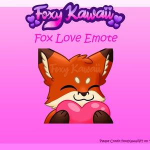 Red Fox Love Emote - Cute Emotes for Twitch/Youtube - Subscriber Emotes - Discord Emotes