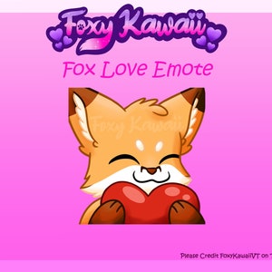 Orange Fox Love Emote - Cute Emotes for Twitch/Youtube - Subscriber Emotes - Discord Emotes