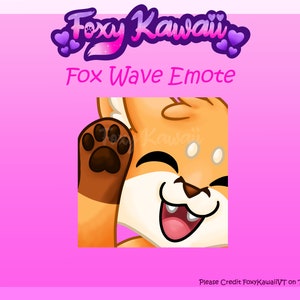 Orange Fox Wave Emote - Cute Emotes for Twitch/Youtube - Subscriber Emotes - Discord Emotes