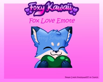Blue Fox Love Emote - Cute Emotes for Twitch/Youtube - Subscriber Emotes - Discord Emotes