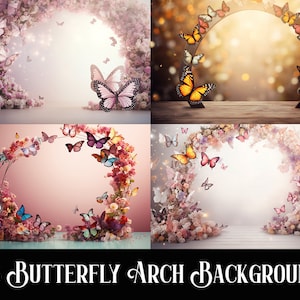 Butterflies Arch Set Model Backdrop Photography Baby Digital Backdrop Butterfly Model Photo Background Overlay For Photographer