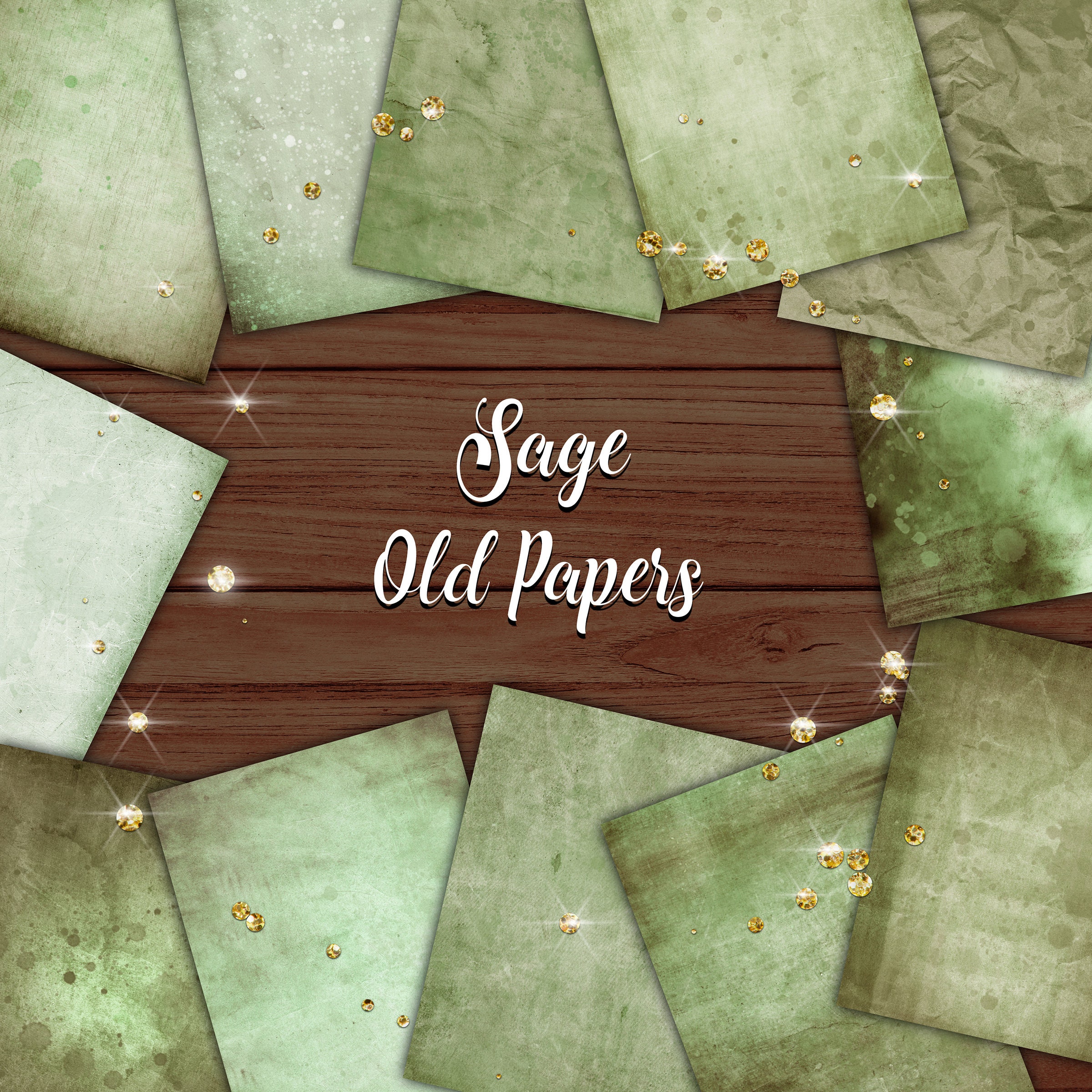 Sage Old Digital Paper, Vintage Scrapbook Paper, Plan Scrapbooking