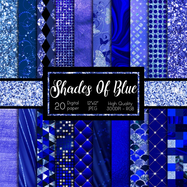 Shades Of Blue digital paper, Luxury Abstract scrapbook paper, Blue glitter glam foil scale background for commercial use, Download