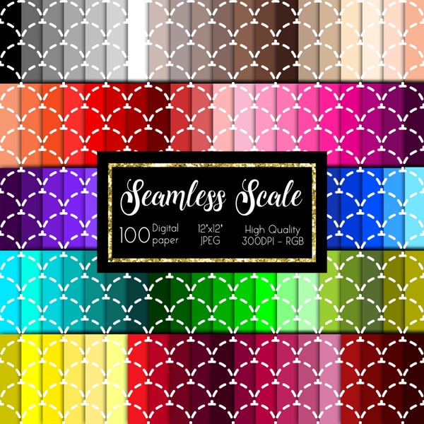 Rainbow Mermaid Scales Digital Papers, Rainbow Colors Dotted Scales Pattern Bright Background, Printable Scrapbook Papers For Commercial Use