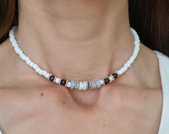 Shell necklace - Shell choker - Beach Choker - Beach necklace - Seed Bead Necklace