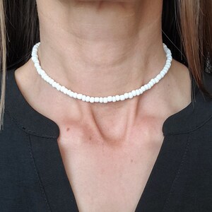 White Choker necklace - Simple Necklace - Beach Choker - Beaded Choker - White Necklace - Beaded Jewelry