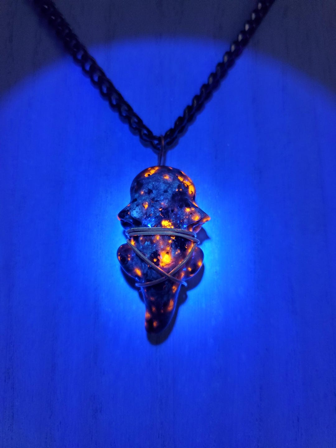 Carved Axolotl Necklace, Yooperlite, Glows Under UV Light, Copper ...