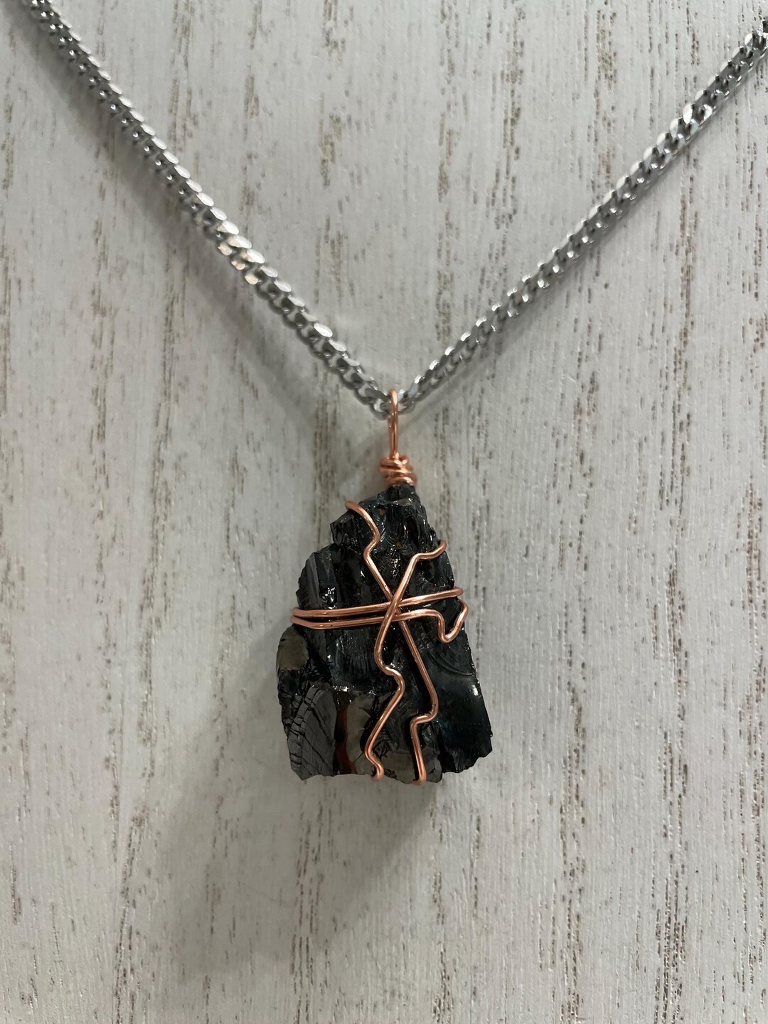 Huge Elite Shungite Necklace, Copper Wrapped, Stainless Steel 3.6mm ...