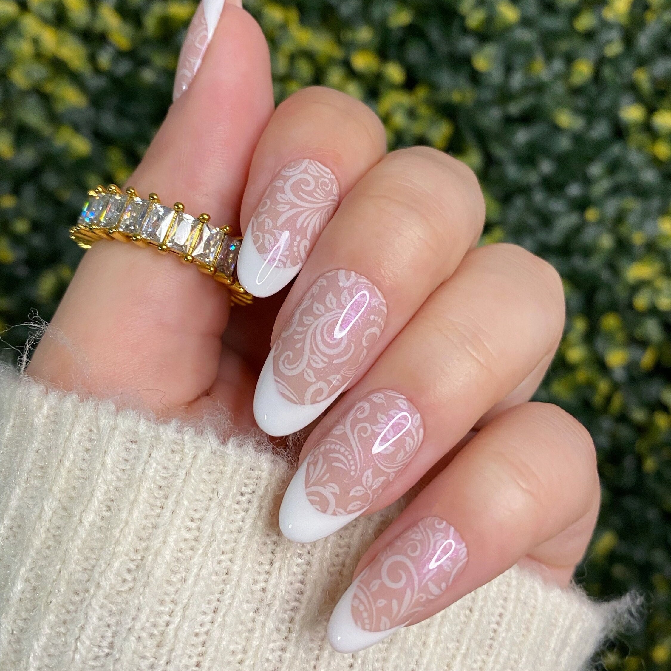 Lace nail art, nude nails | Lace nails, Nails, Unique acrylic nails