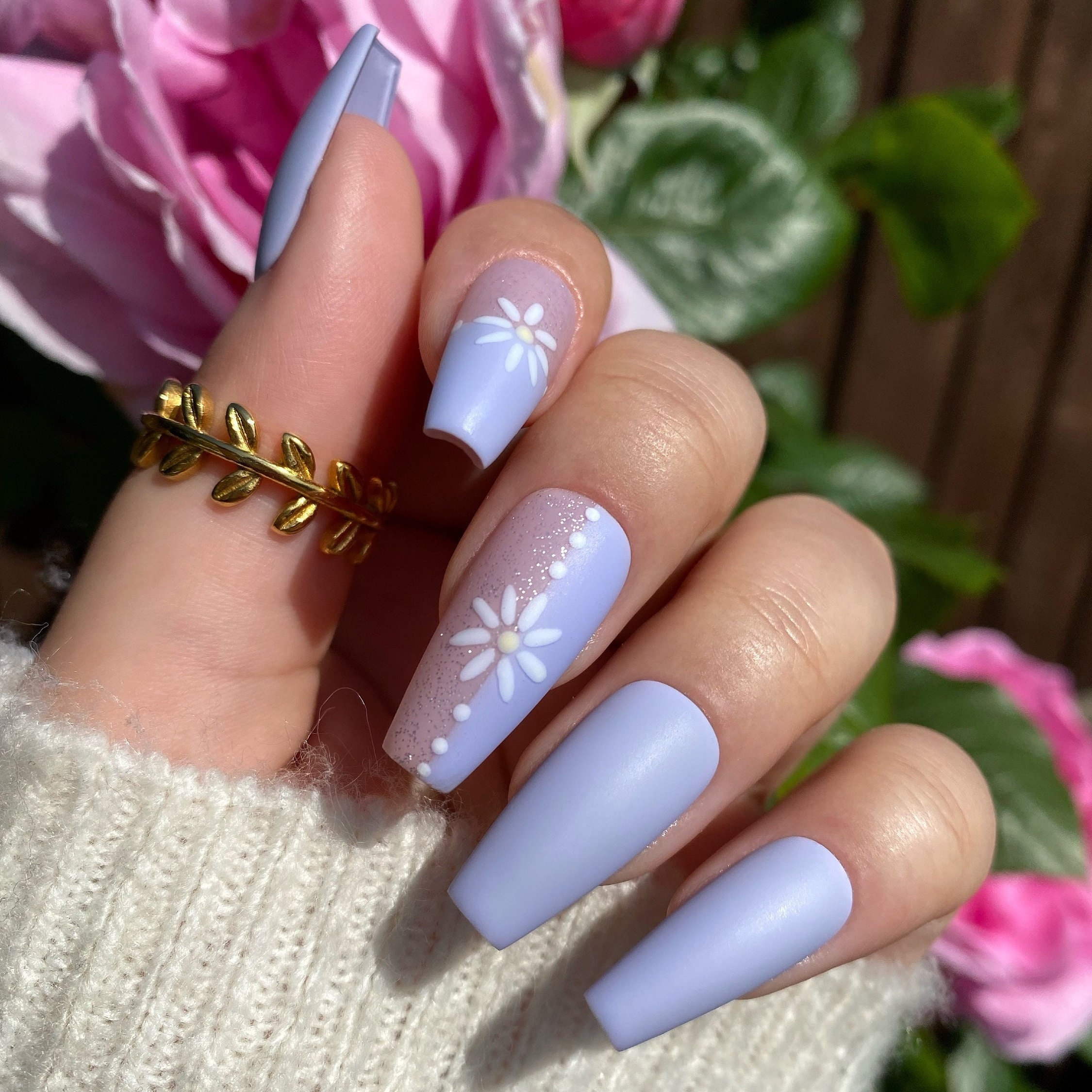 Lilac false nails