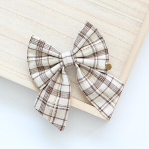 Sherlock Flannel Dog Bow Tie | plaid bow tie, fall bowtie, brown bow tie for dogs, pet accessories, dog holiday bow tie for pets, dog gifts