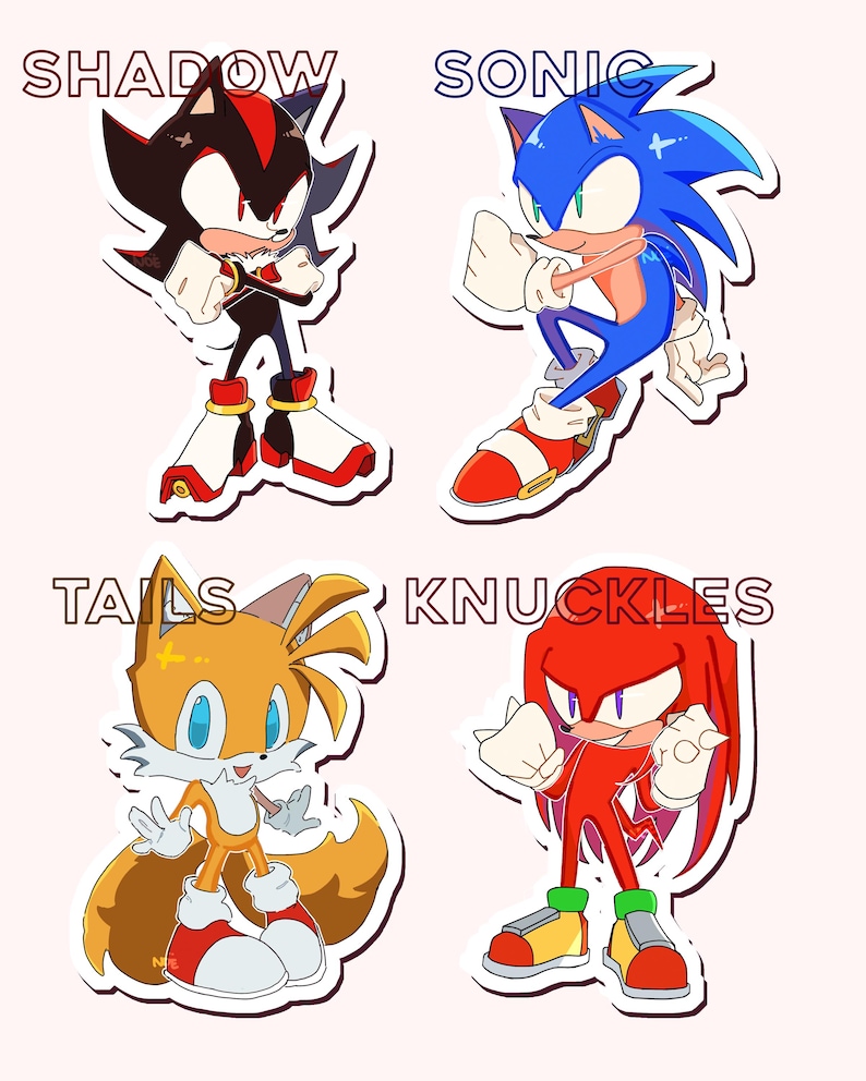 Sonic, Shadow, Tails, and Knuckles Stickers - Etsy
