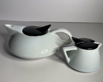 Vintage 1980's Modernist Teapot & Creamer