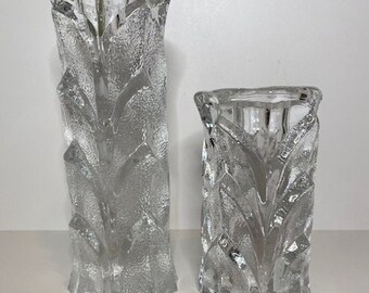 Vintage Ljusstake Orrefors Capella Lag de Lars Hellsten Candelabros de cristal Juego de 2