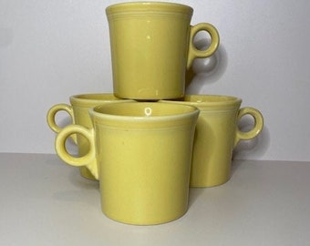 Juego de 4 tazas con junta tórica amarillas claras Fiesta