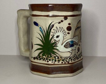 Taza Vintage de Cerámica Mexicana de Tonalá Firmada Mateos