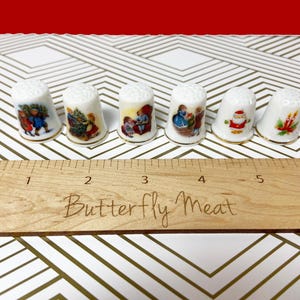 Vintage Thimbles | Merry Christmas Theme | Lot of 6 | Avon | Japan