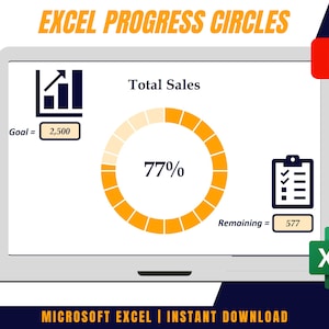 Excel Progress Circle Charts with Increments & Progress %
