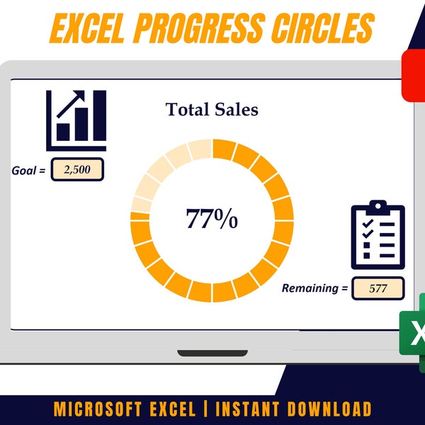 Excel Progress Circle Charts with Increments & Progress %