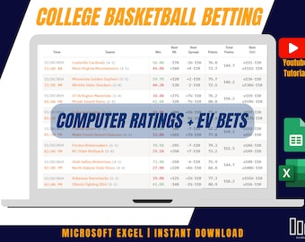 College Basketball Dynamic DRatings Prediction Betting Model | Excel + Google Sheets