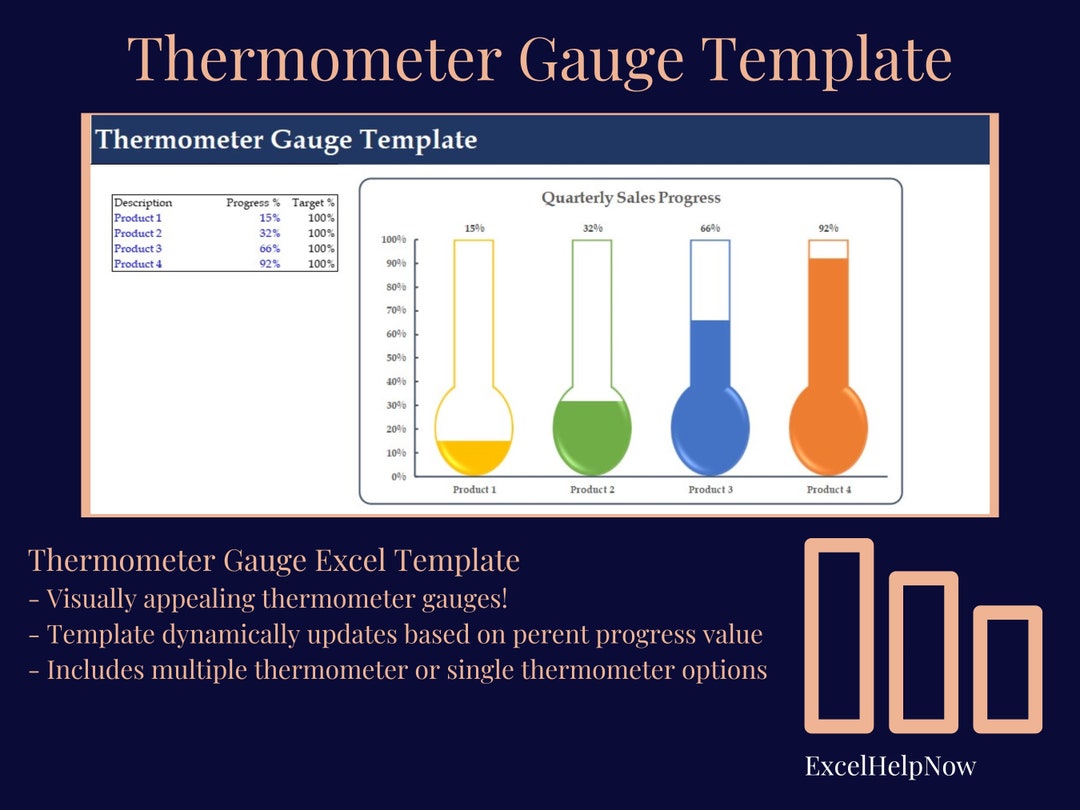 Thermometer Gauge Excel Template Etsy