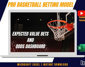 Pro Basketball Dynamic Expected Value Sports Betting Model + Odds Dashboard! - Microsoft Excel