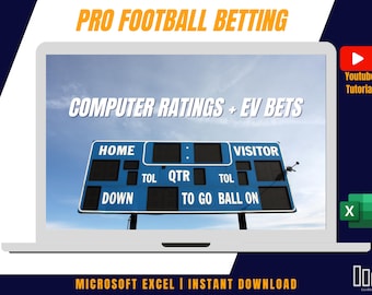 Pro Football Dynamic Prediction Betting Model | Excel | Positive Expected Value Bets