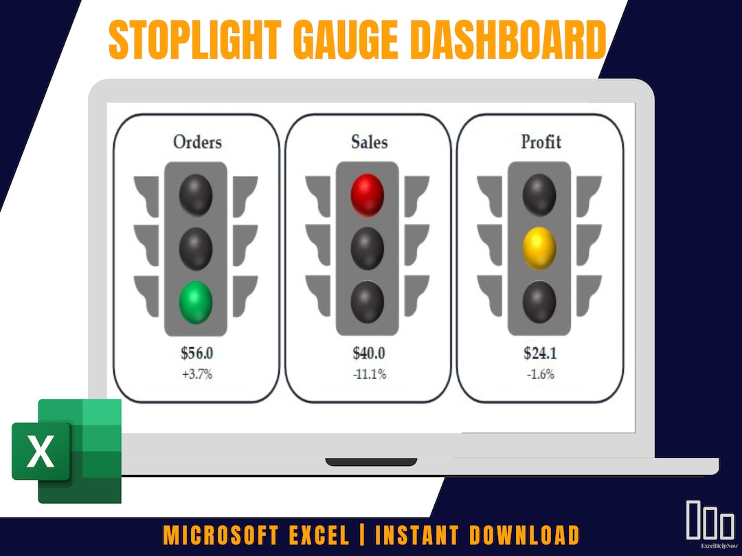 Stoplight Gauge Excel Template Etsy Stoplight Gauge Excel Template Etsy