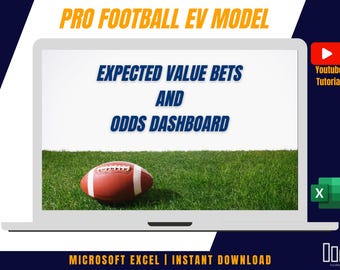 Pro Football Expected Value Betting Model + Odds Dashboard | Excel