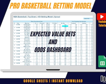 Pro Basketball Dynamic Expected Value Sports Betting Model + Odds Dashboard! - Google Sheets